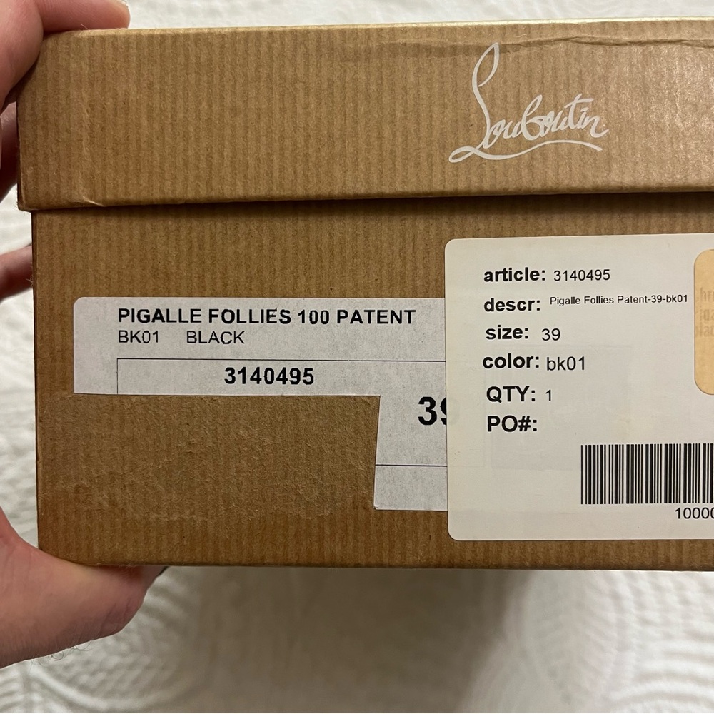 CHRISTIAN LOUBOUTIN Pigalle Follies 100 Pump Heel Black Patent Leather Size 39 - Picture 12 of 13